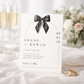 Minimalist Black & White Bow Wedding Invitation  招待状