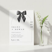 Minimalist Black & White Bow Wedding Invitation  招待状