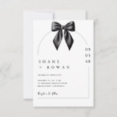 Minimalist Black & White Bow Wedding Invitation  招待状 (正面)