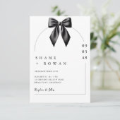 Minimalist Black & White Bow Wedding Invitation  招待状 (スタンド正面)