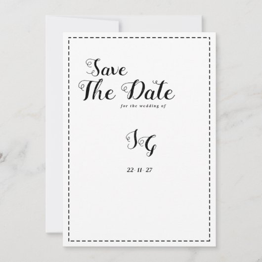 Minimalist black white calligraphy Save The Date 招待状 (正面)