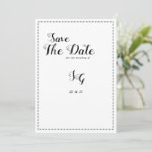Minimalist black white calligraphy Save The Date 招待状 (スタンド正面)