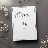 Minimalist black white calligraphy Save The Date 招待状