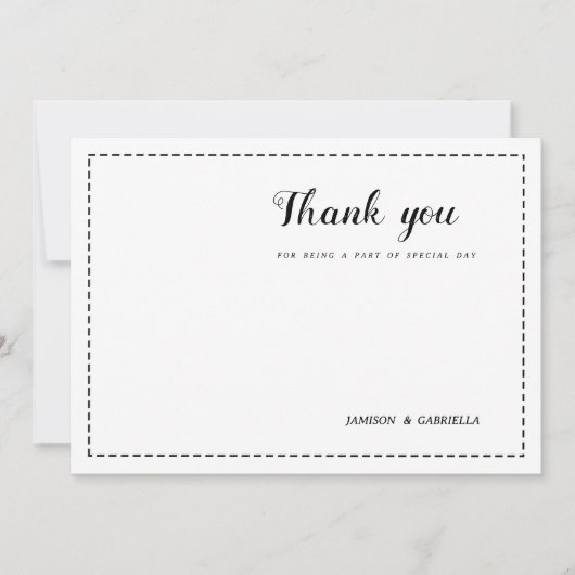 Minimalist black white calligraphy Thank You 招待状 (正面)