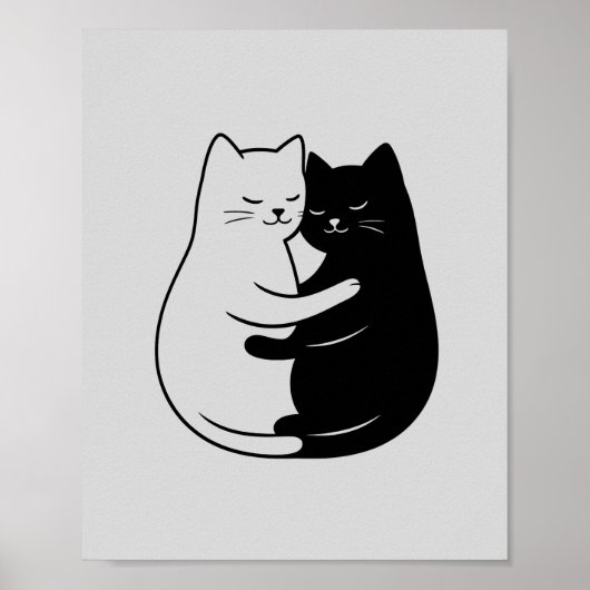 Minimalist Black & White Cat Art for Home ポスター (正面)