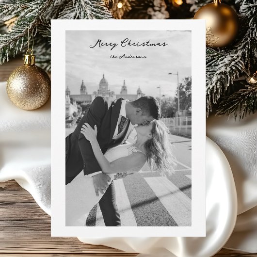 Minimalist Black & White Christmas Photo シーズンカード