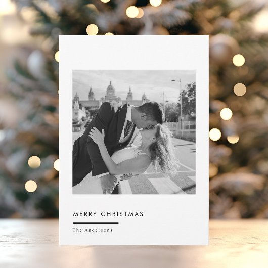 Minimalist Black & White Christmas Photo シーズンカード