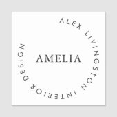 Minimalist Black White Circle Monogram Chic Logo 名札 (正面)