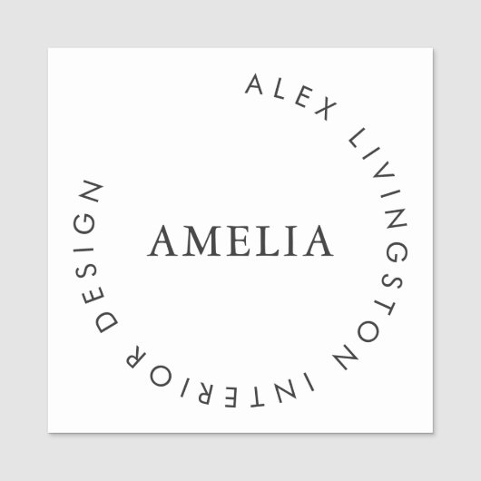 Minimalist Black White Circle Monogram Chic Logo 名札 (正面)