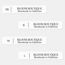 Minimalist Black White Clothing Size ラベル