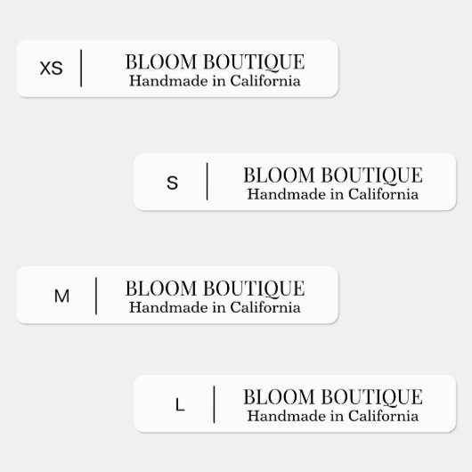 Minimalist Black White Clothing Size ラベル (グループ)