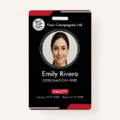 Minimalist Black White Corporate Employee ID Badge バッジ (正面)