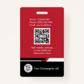 Minimalist Black White Corporate Employee ID Badge バッジ (裏面)
