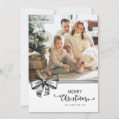 Minimalist Black & White Custom Photo Christmas シーズンカード (正面)