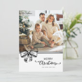 Minimalist Black & White Custom Photo Christmas シーズンカード (スタンド正面)