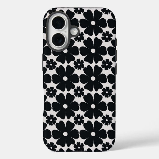 Minimalist black & white daisy pattern Case-Mate iPhoneケース (裏面)