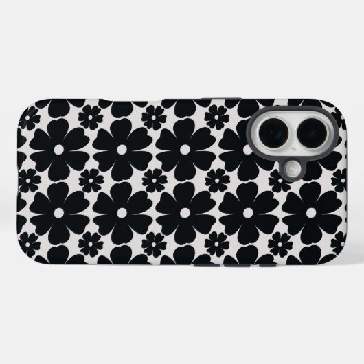 Minimalist black & white daisy pattern Case-Mate iPhoneケース (裏面 (横))