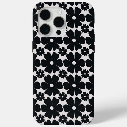 Minimalist black & white daisy pattern Case-Mate iPhoneケース (裏面)
