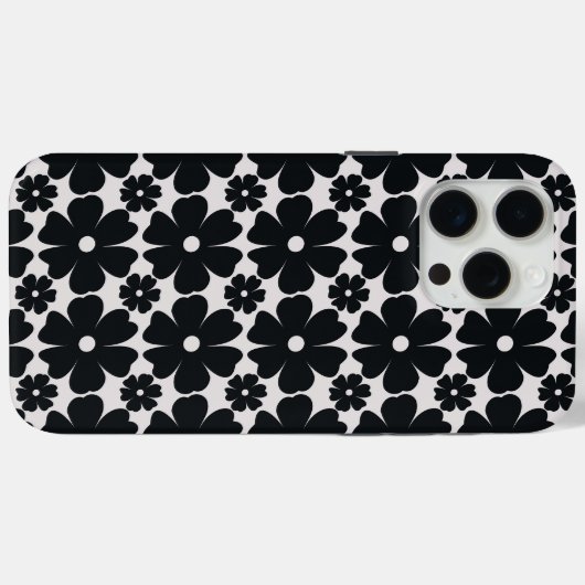 Minimalist black & white daisy pattern Case-Mate iPhoneケース (裏面 (横))