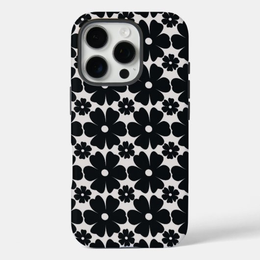 Minimalist black & white daisy pattern Case-Mate iPhoneケース (裏面)