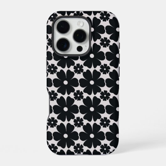 Minimalist black & white daisy pattern iPhoneケース (裏面)