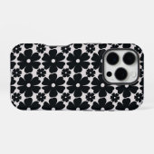 Minimalist black & white daisy pattern iPhoneケース (裏面横)