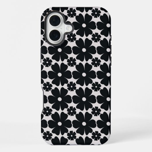 Minimalist black & white daisy pattern iPhoneケース (裏面)
