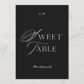 Minimalist Black & White Dessert Table Sign 招待状 (正面)