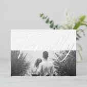 Minimalist Black & White Funny Finally Quote Photo 箔招待状 (立ち正面)