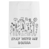 Minimalist Black White Love Typography Elegant  ミディアムペーパーバッグ (裏面)