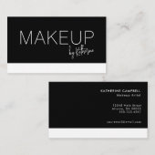 Minimalist Black White Makeup Business Card 名刺 (正面/裏面)