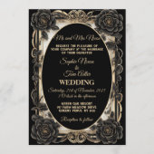 Minimalist Black White Monochrome Modern Wedding 招待状 (正面)