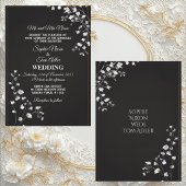 Minimalist Black White Monochrome Modern Wedding 招待状