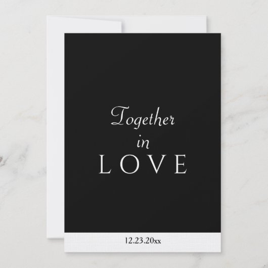 Minimalist Black White Monogram  招待状 (裏面)