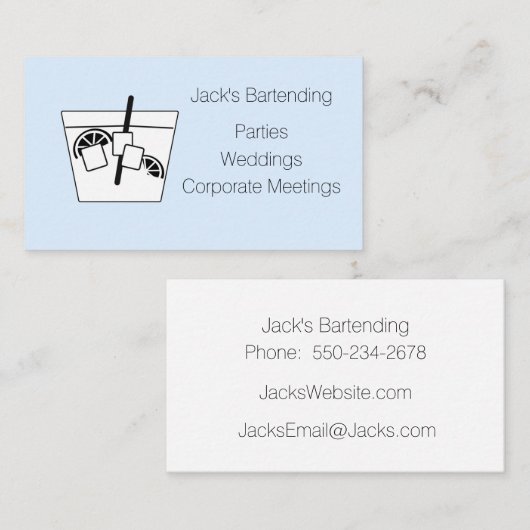 Minimalist Black & White on Blue 名刺 (正面/裏面)