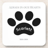 Minimalist Black & White Paw Print Tribute コースター (正面)