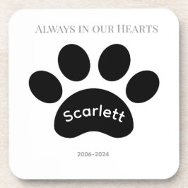 Minimalist Black & White Paw Print Tribute コースター