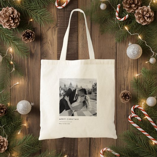 Minimalist Black & White Photo Christmas Gift トートバッグ