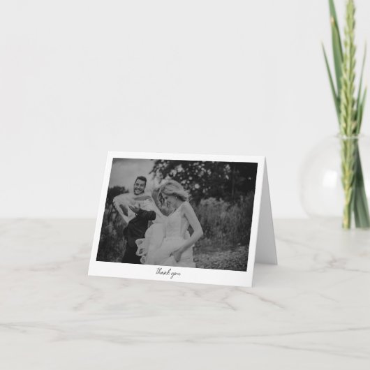 Minimalist Black White Photo Custom Message サンキューカード (正面)