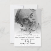 Minimalist Black & White Photo Funeral Sympathy  サンキューカード (正面)