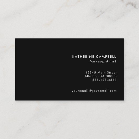 Minimalist Black White Photo Makeup Business Card 名刺 (裏面)