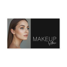 Minimalist Black White Photo Makeup Business Card