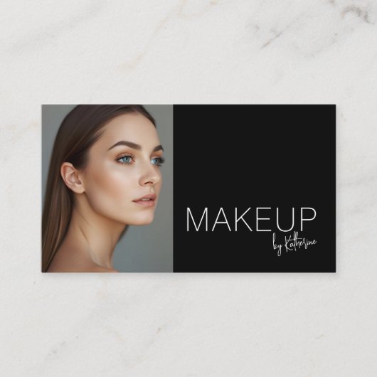 Minimalist Black White Photo Makeup Business Card 名刺 (正面)