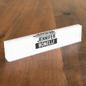 Minimalist Black & White Plain Elegant Modern Name デスクネームプレート (側面)