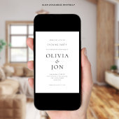 Minimalist Black White QR Code Wedding Evening 招待状