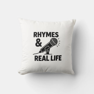 Minimalist Black & White “RHYPES & REAL LIFE” Micr クッション