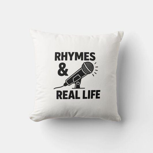 Minimalist Black & White “RHYPES & REAL LIFE” Micr クッション (正面)