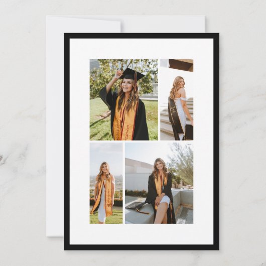 Minimalist Black White Script Grad Party Photo 招待状 (裏面)