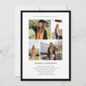 Minimalist Black White Script Grad Party Photo  案内状 (裏面)