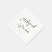 Minimalist Black White Script Wedding Napkins スタンダードカクテルナプキン (角)